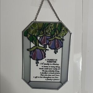 Stain glass family is forever wall hanging vintage